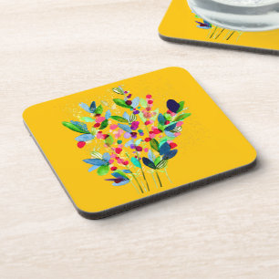 Abstrakte Aquarellfarben mit Blumen Getränkeuntersetzer