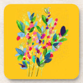 Abstrakte Aquarellfarben mit Blumen Getränkeuntersetzer (Vorderseite)