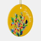 Abstrakte Aquarellfarben mit Blumen Keramik Ornament (Rechts)