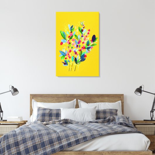 Abstrakte Aquarellfarben mit Blumen Leinwanddruck (Insitu (Schlafzimmer))