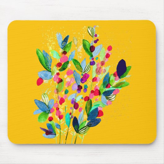Abstrakte Aquarellfarben mit Blumen Mousepad (Vorne)