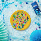 Abstrakte Aquarellfarben mit Blumen Pappteller (Party)