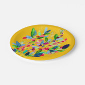 Abstrakte Aquarellfarben mit Blumen Pappteller (Schrägansicht)