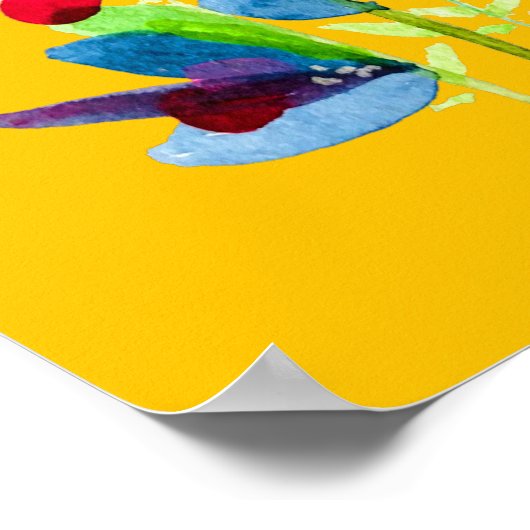 Abstrakte Aquarellfarben mit Blumen Poster (Ecke)