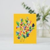 Abstrakte Aquarellfarben mit Blumen Postkarte (Stehend Vorderseite)