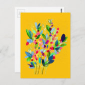 Abstrakte Aquarellfarben mit Blumen Postkarte (Vorne/Hinten)