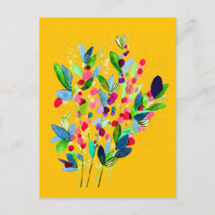 Abstrakte Aquarellfarben mit Blumen Postkarte