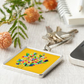 Abstrakte Aquarellfarben mit Blumen Schlüsselanhänger (Seite)