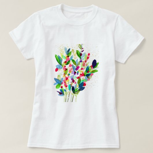Abstrakte Aquarellfarben mit Blumen T-Shirt (Design vorne)