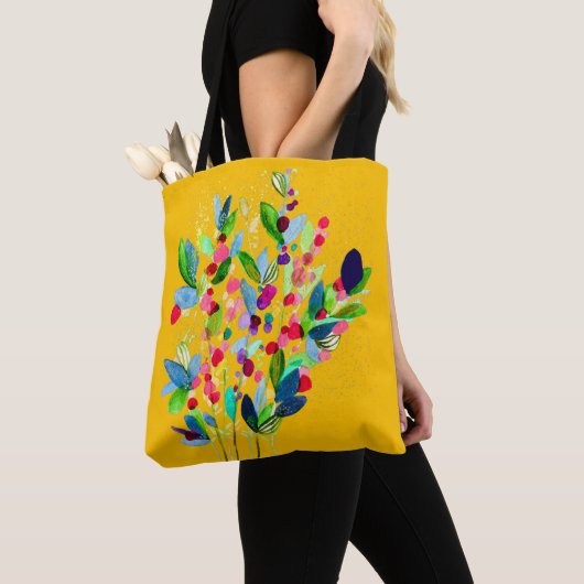 Abstrakte Aquarellfarben mit Blumen Tasche (Von Nahem)