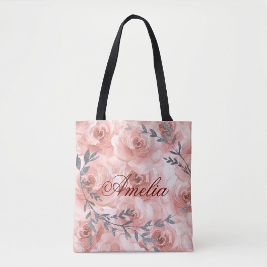 Abstrakte Aquarellfarben Rose Eleganter Hübscher N Tasche (Vorderseite)
