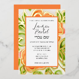 Abstrakte Aquarellfarben Rose Orange Folieneinladung