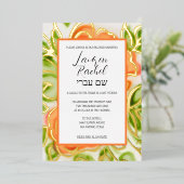 Abstrakte Aquarellfarben Rose Orange Folieneinladung (Stehend vorne)