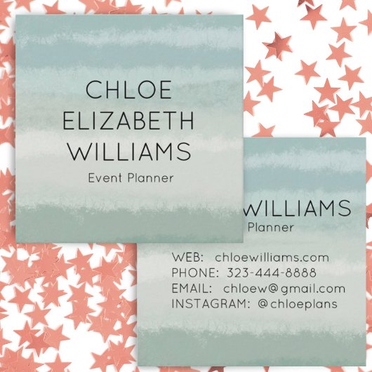 Abstrakte Aquarellfarben - Streifen Quadratische Visitenkarte