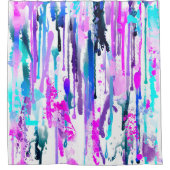 Abstrakte Aquarellfarben Tropfen Blau Türkis Rosa Duschvorhang (Vorderseite)
