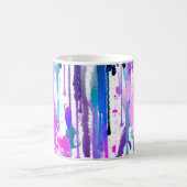Abstrakte Aquarellfarben Tropfen Blau Türkis Rosa Kaffeetasse (Mittel)