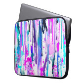 Abstrakte Aquarellfarben Tropfen Blau Türkis Rosa Laptopschutzhülle (Vorderseite Links)