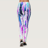 Abstrakte Aquarellfarben Tropfen Blau Türkis Rosa Leggings (Rückseite)