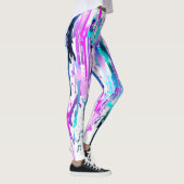Abstrakte Aquarellfarben Tropfen Blau Türkis Rosa Leggings (Rechts)