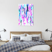 Abstrakte Aquarellfarben Tropfen Blau Türkis Rosa Leinwanddruck (Insitu (Schlafzimmer))