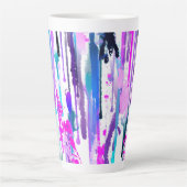 Abstrakte Aquarellfarben Tropfen Blau Türkis Rosa Milchtasse (Vorderseite)