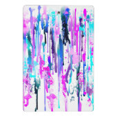 Abstrakte Aquarellfarben Tropfen Blau Türkis Rosa Mini Klemmbrett (Rückseite)