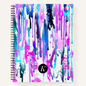 Abstrakte Aquarellfarben Tropfen Blau Türkis Rosa Notizblock (Vorderseite)