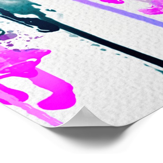Abstrakte Aquarellfarben Tropfen Blau Türkis Rosa Poster (Ecke)