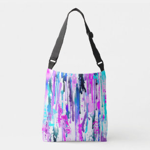 Abstrakte Aquarellfarben Tropfen Blau Türkis Rosa Tragetaschen Mit Langen Trägern