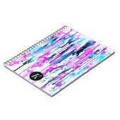 Abstrakte Aquarellfarben Tropfen BlueTürkisPink Fo Notizblock (Linke Seite)