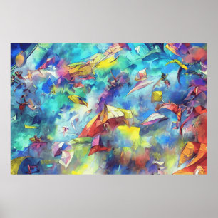 Abstrakte Aquarellfarben - viele Farben Räume Desi Poster