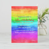 Abstrakte Aquarellfarbene Streifen Regenbogen. Einladung (Stehend Vorderseite)
