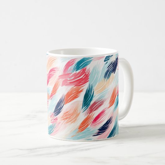 Abstrakte AquarellFedern Kaffeetasse (VorderseiteRechts)