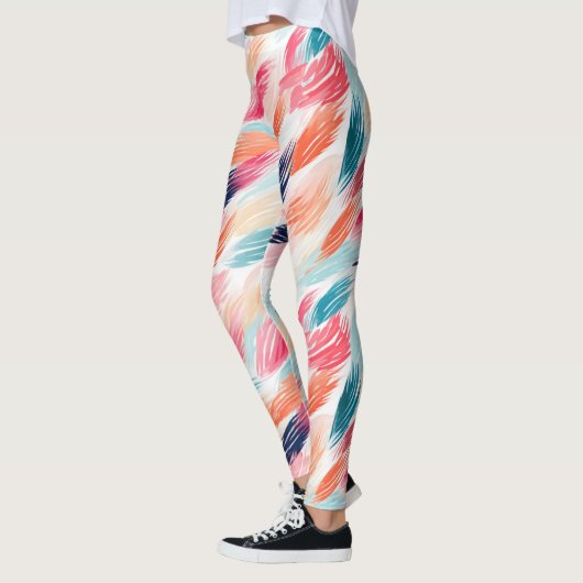 Abstrakte AquarellFedern Leggings (Links)