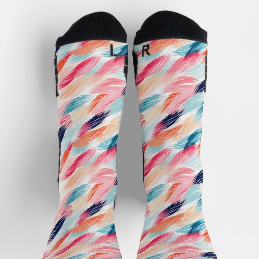 Abstrakte AquarellFedern Socken (Oben)