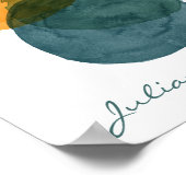 Abstrakte Aquarellformen Aquamarin Blau Personalis Poster (Ecke)
