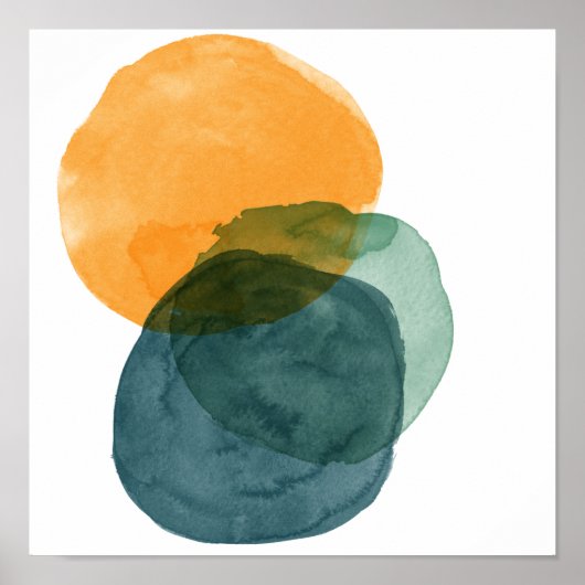 Abstrakte Aquarellformen Aquamarine Bio Ästhetik Poster (Vorne)