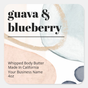 Abstrakte Aquarellformen Body Butter Labels Quadratischer Aufkleber