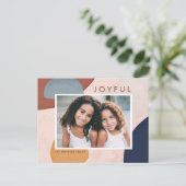 Abstrakte Aquarellformen Boho Foto Feiertagspostkarte (Stehend Vorderseite)