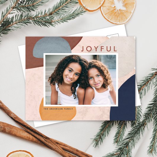 Abstrakte Aquarellformen Boho Foto Feiertagspostkarte