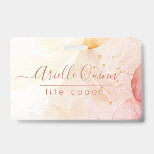 Abstrakte Aquarellformen Rose-Script Life Coach  Ausweis