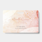 Abstrakte Aquarellformen Rosen Script Life Coach Ausweis (Rückseite)