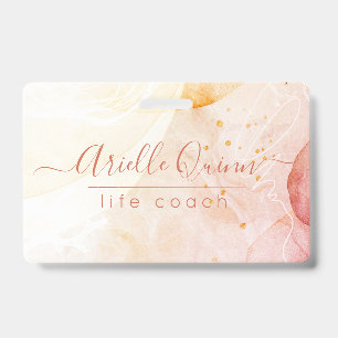 Abstrakte Aquarellformen Rosen Script Life Coach Ausweis