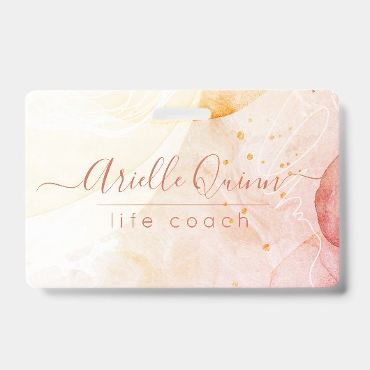 Abstrakte Aquarellformen Rosen Script Life Coach Ausweis (Vorderseite)