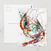 Abstrakte Aquarellillustration von Shrimp Postkarte (Vorne/Hinten)