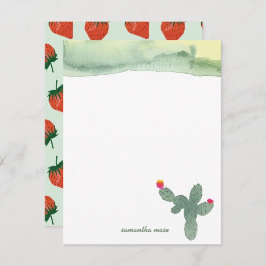 Abstrakte Aquarellkaktus Vielen Dank Anmerkung Kar Mitteilungskarte (Vorne/Hinten)