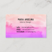 Abstrakte Aquarellkarte in Rosa und Pfirsichfarben Visitenkarte (Rückseite)