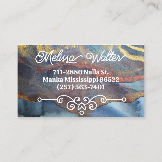 Abstrakte Aquarellklasse Retro Blüht Monogramm Visitenkarte (Rückseite)