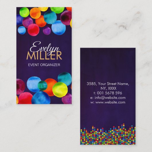 Abstrakte Aquarellkreise Visitenkarte (Vorne/Hinten)