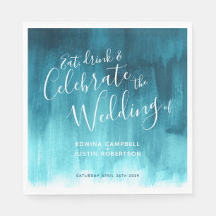 Abstrakte Aquarellkunst aquamarine Wasserheiznacke Serviette